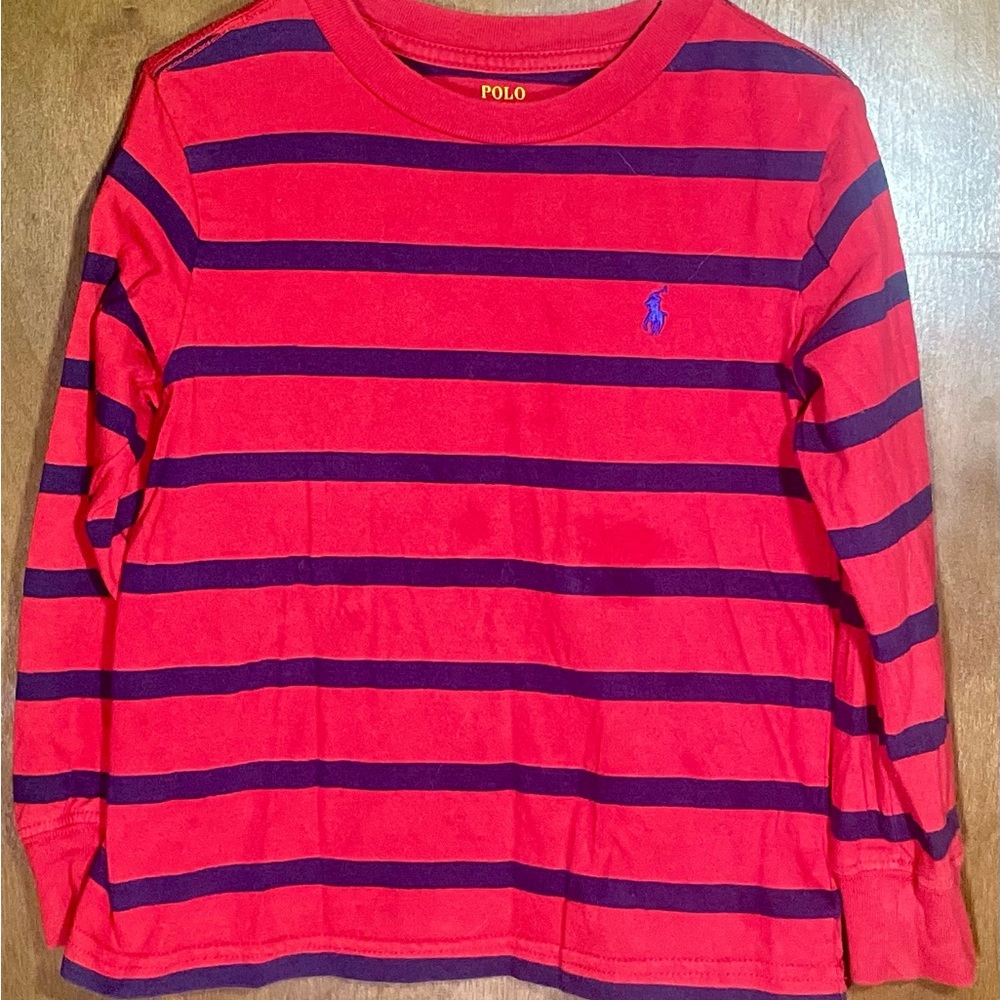 Polo by Ralph Lauren Kids Striped Long Sleeve Shirt - Red and Navy